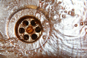 sink drain with water